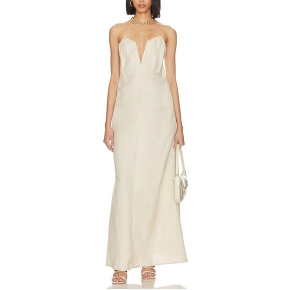 Song of Style Revolve Cream Strapless Maxi Dress Small - Picture 1 of 9